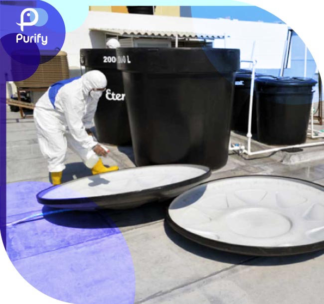 Desinfección interna de tanque de agua con protocolo Decreto 1575